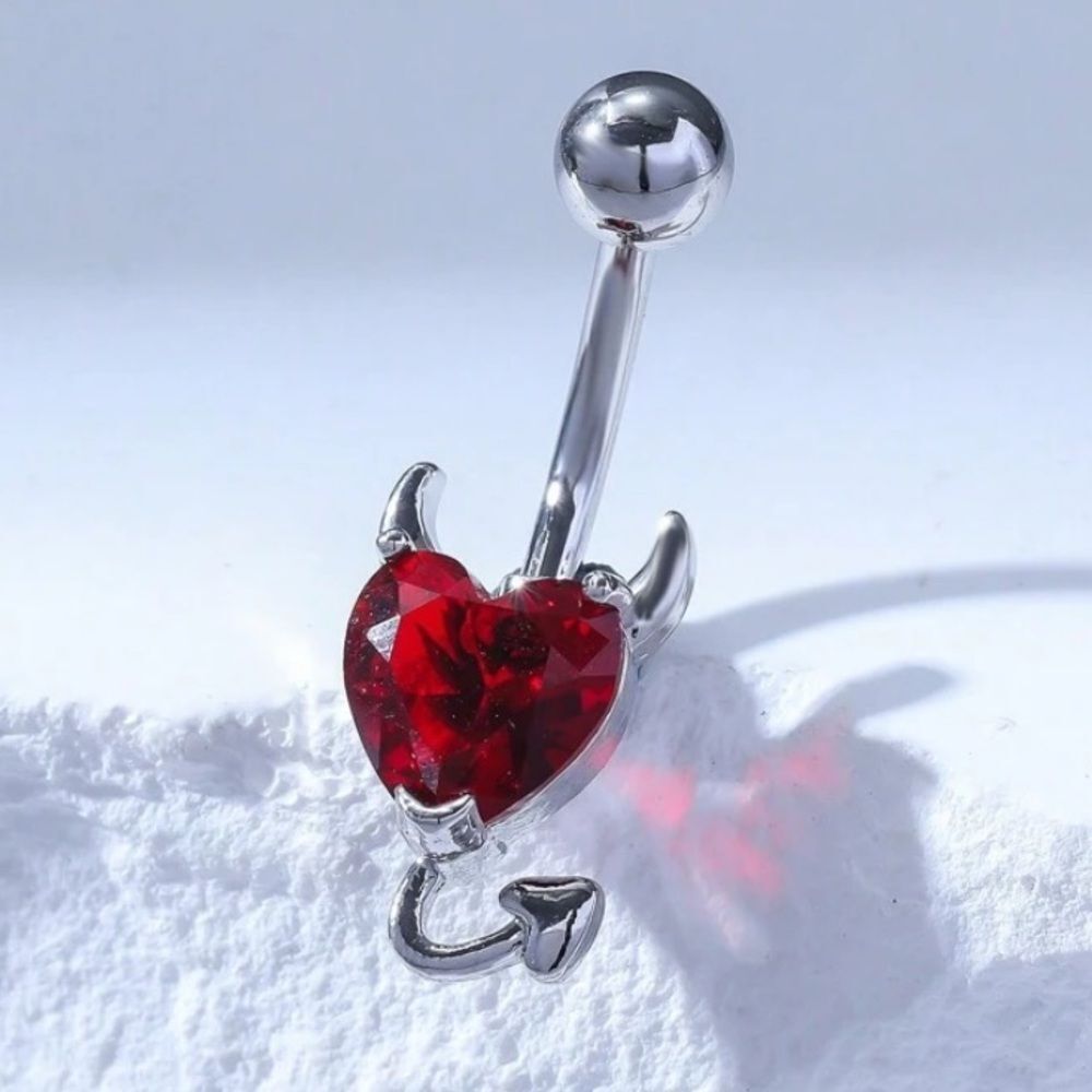 3for$20 Red Cubic Zirconia Embedded Devil Belly Button Ring belly piercing